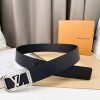 Louis Vuitton Men's Belt black textured leather