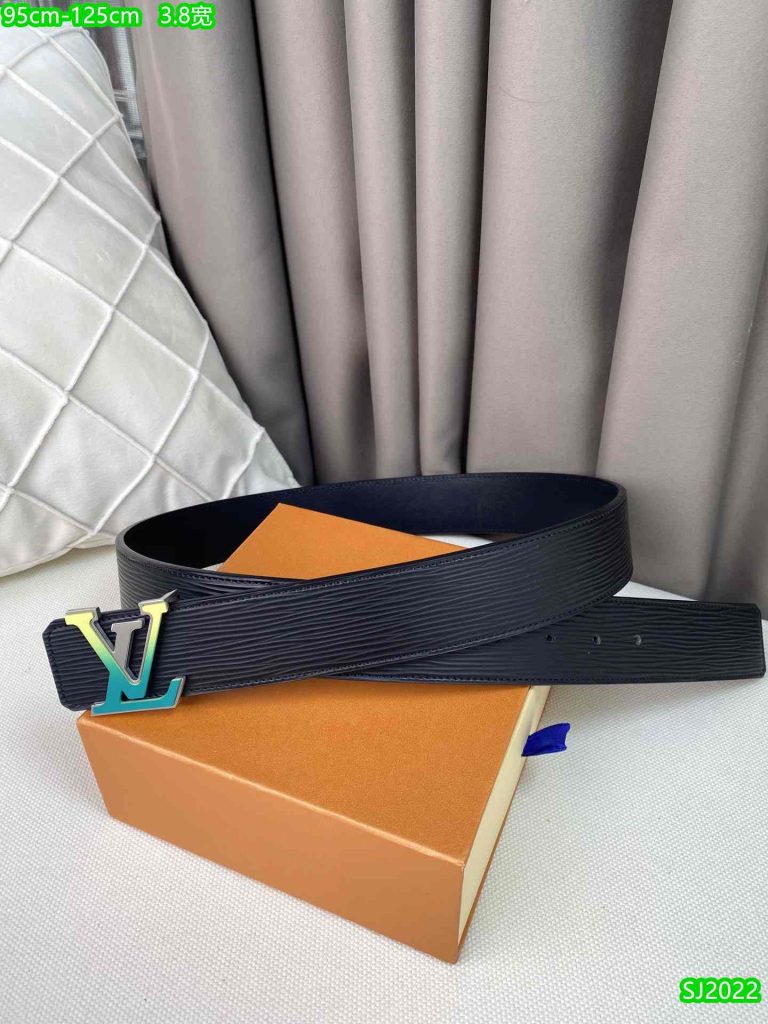 Louis Vuitton Men’s Belts – 3.8 Wide – Black Texture Reps 3L 47 LV Belts black texture