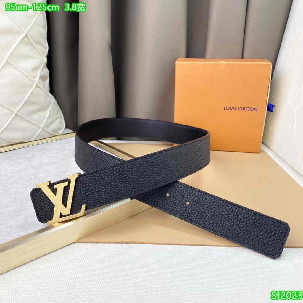 Louis Vuitton Men’s Belts – 3.8 Wide – Black Texture Reps 3L 46 LV Belts black texture