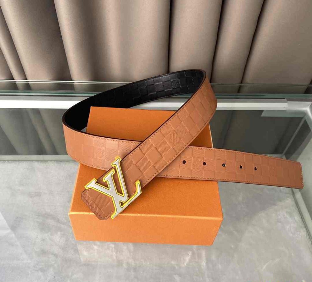 Louis Vuitton Men’s Belts – 3.8 Wide – Brown Tan Reps 5L 48 Louis Vuitton Belts