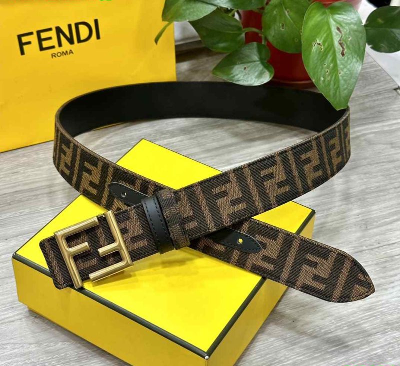 Fendi Belt for Men - Black Leather Reversible Belt Replica 65-1R 7 Fendi FF Belts for men