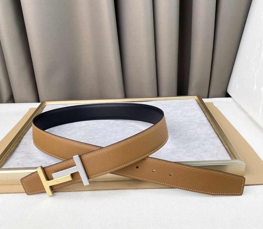 Hermes Belts for Men - H Logo - Black Brown Replica H5 41 Hermes Belts for Men