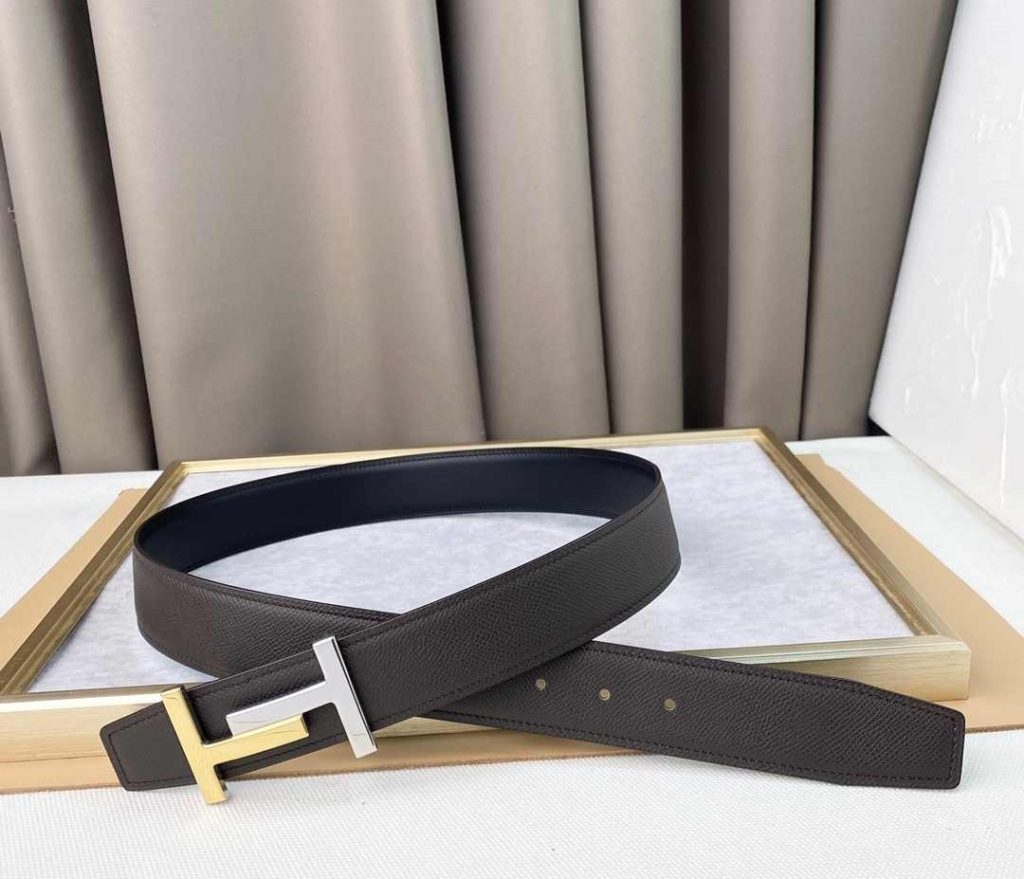Hermes Belts for Men - H Logo - Black Brown Replica H5 37 Hermes Belts for Men
