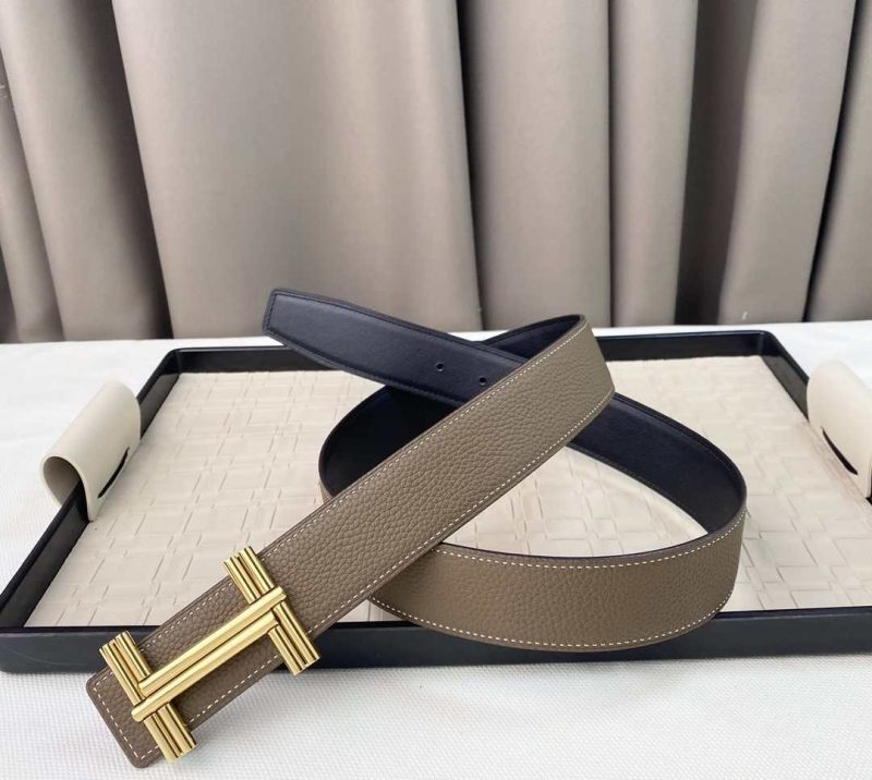 Hermes Belts for Men - H Logo - Brown/Beige/Black Replica H7 14 Hermes Belts for Men