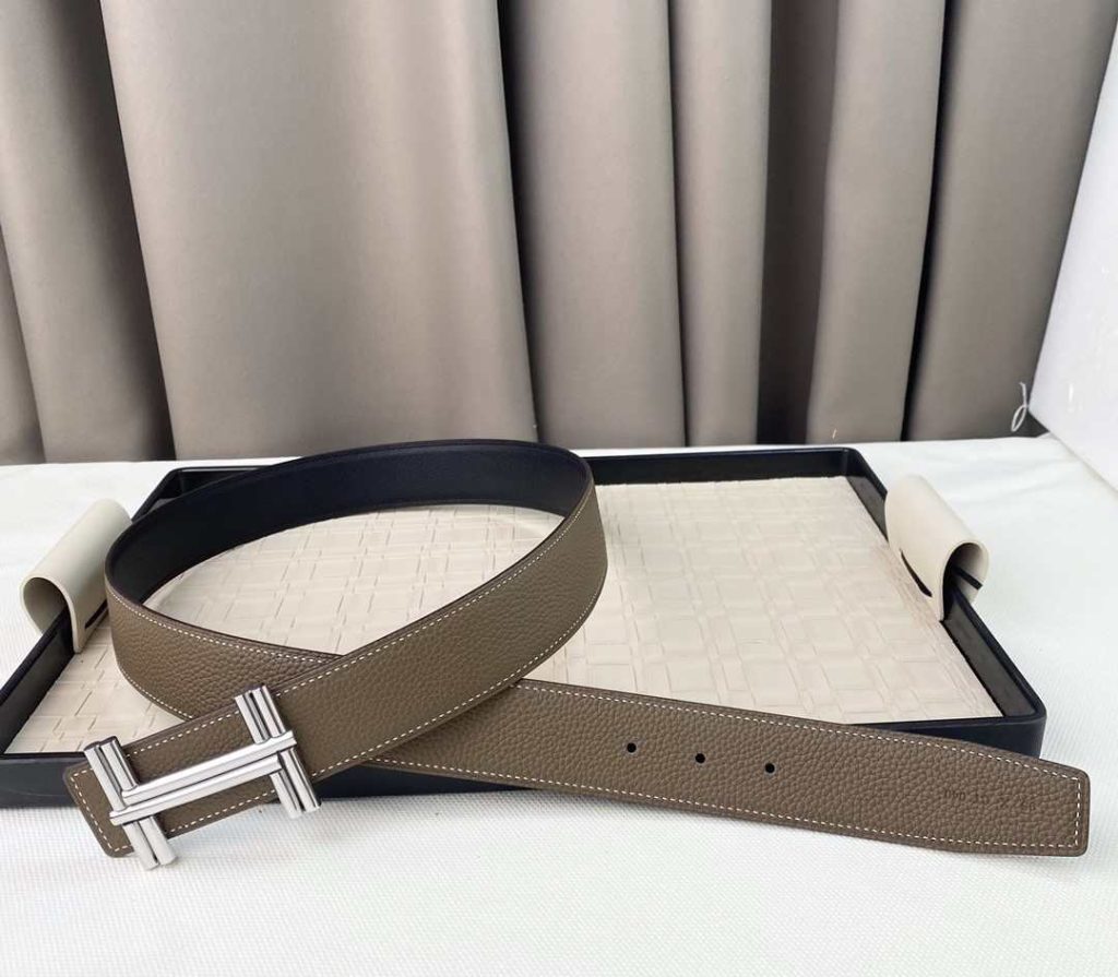 Hermes Belts for Men - H Logo - Brown/Beige/Black Replica H7 61 Hermes Belts for Men