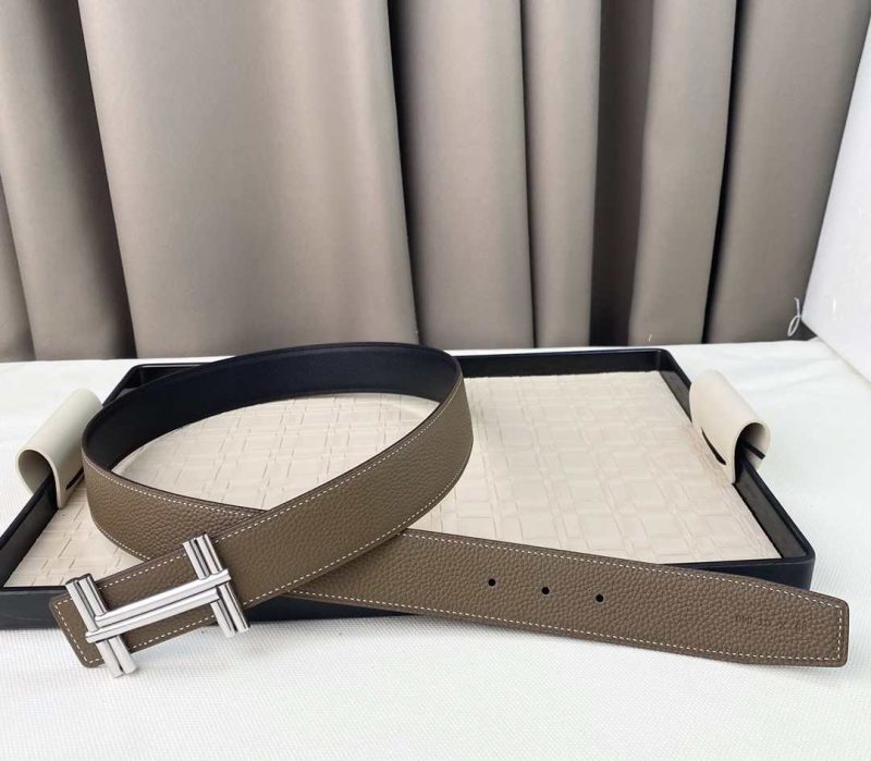 Hermes Belts for Men - H Logo - Brown/Beige/Black Replica H7 16 Hermes Belts for Men